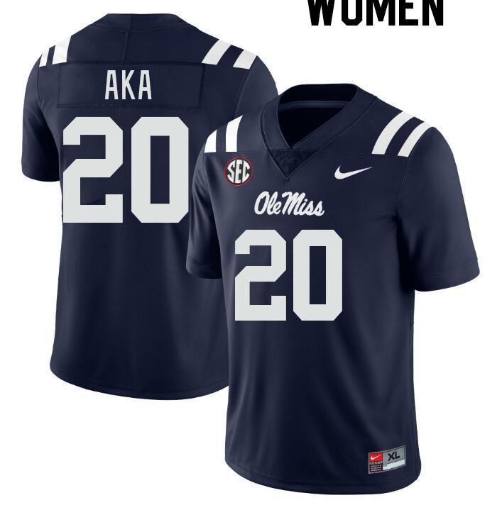 Women #20 Joshua Aka Ole Miss Rebels College Football Jerseyes Stitched Sale-Navy
